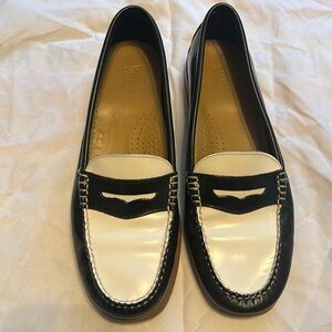 Black and white loafers